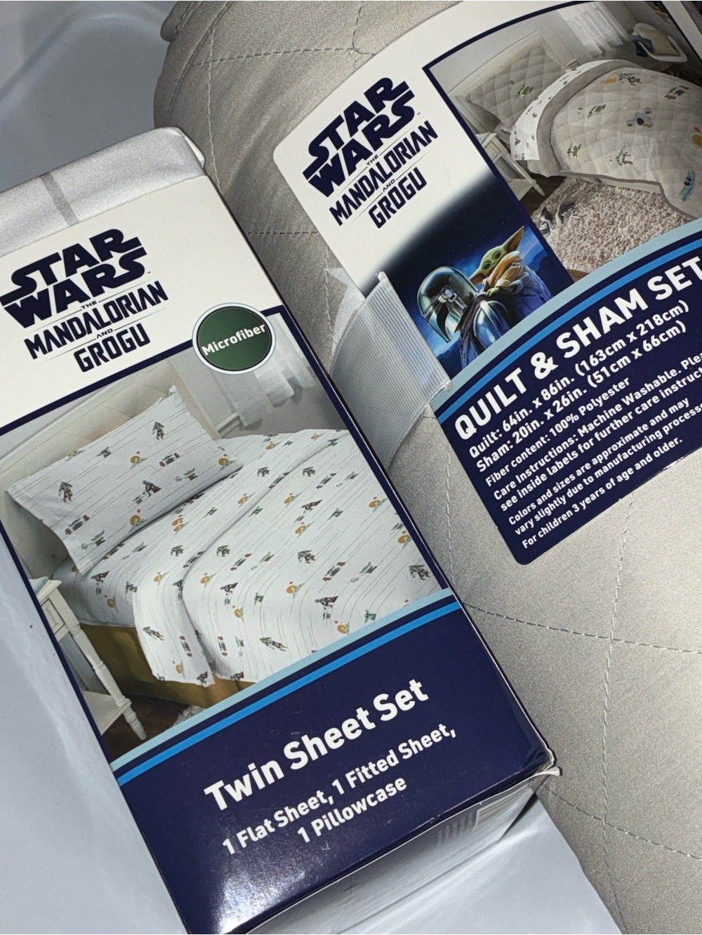 Star Wars Mandalorian & Grogu Twin Sheet set & Matching Quilt & Sham set